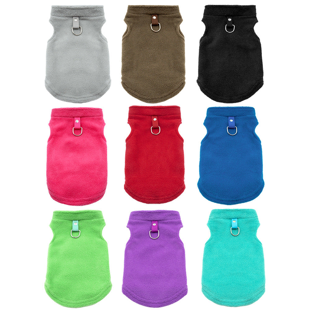 HKM-1476157 Thickened Polar Fleece Pet Vest with Ribbon Detail - Sizes S to XL