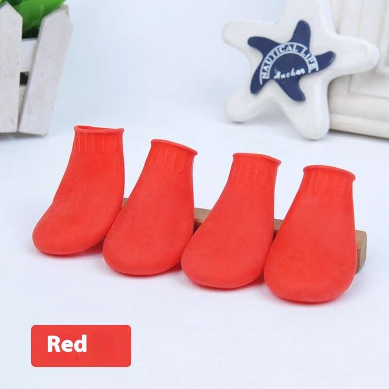 HKM-1476413 Waterproof Rubber Pet Boots with Non-Slip Straps - Available in Black, Red, Blue, Orange, Sizes S, M, L