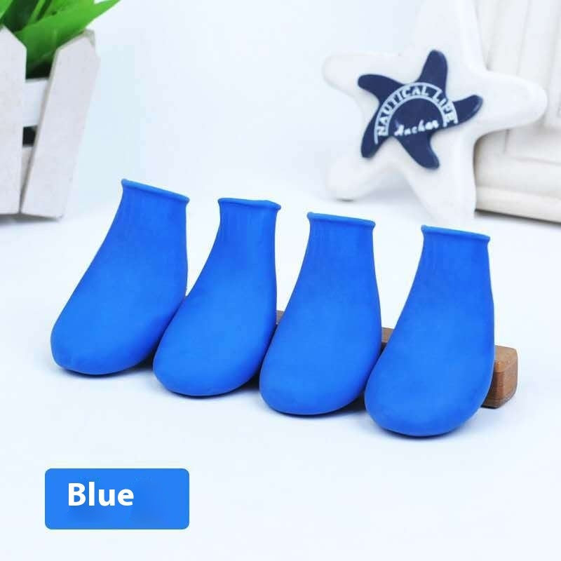 HKM-1476413 Waterproof Rubber Pet Boots with Non-Slip Straps - Available in Black, Red, Blue, Orange, Sizes S, M, L