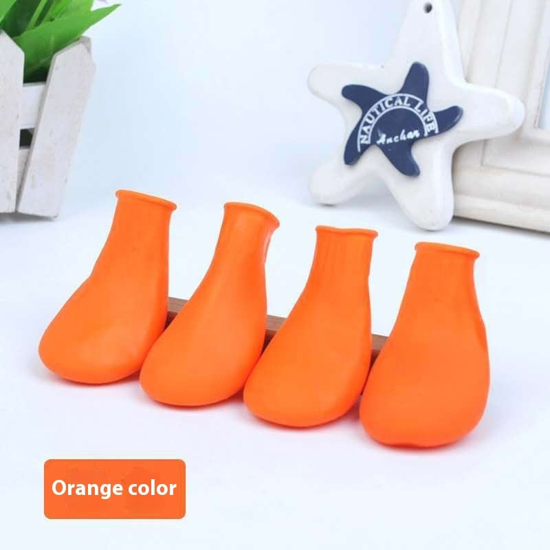 HKM-1476413 Waterproof Rubber Pet Boots with Non-Slip Straps - Available in Black, Red, Blue, Orange, Sizes S, M, L
