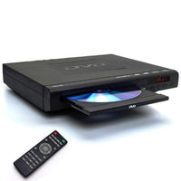 HKM-147667 Mini HD DVD Player with USB Support, Model DVD-225, Compact Design, Stereo Sound, Includes Remote and AV Cable