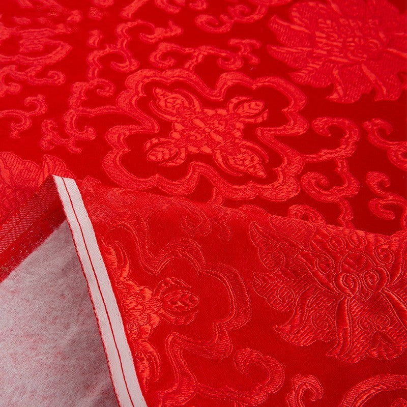HKM-147667 Thickened Composite Silk Satin Fabric in Rich Flower Red with White Cotton Blend, 150 cm Wide, 240 g/㎡