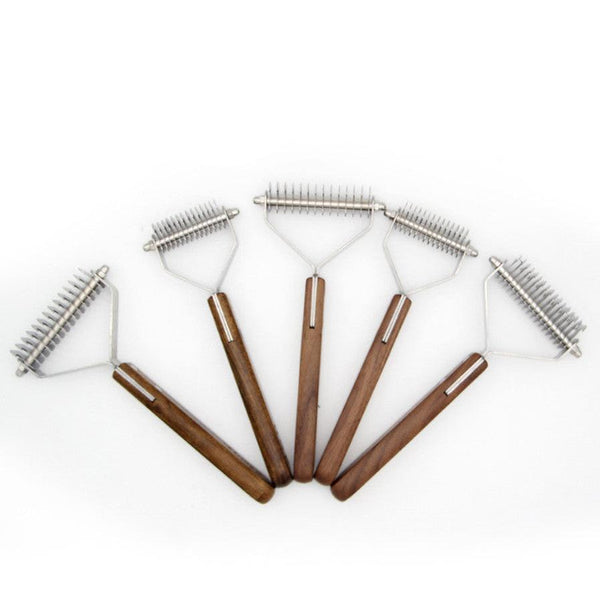 HKM-147731 Beech and Walnut Wooden Dog Comb - Multiple Sizes Available