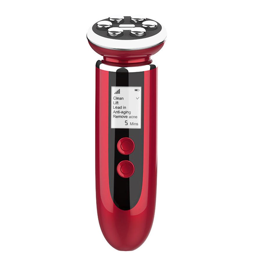HKM-147731 RF Multi-Function Radiofrequency Cosmetic Instrument - Red/White, ABS Material, 5 Gears, Compact Design