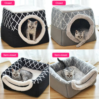 HKM-1479613 Comfortable Semi-Enclosed Pet Bed with Detachable Cushion and Anti-Slip Base