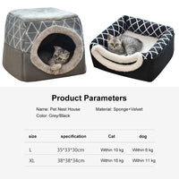 HKM-1479613 Comfortable Semi-Enclosed Pet Bed with Detachable Cushion and Anti-Slip Base