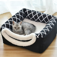HKM-1479613 Comfortable Semi-Enclosed Pet Bed with Detachable Cushion and Anti-Slip Base