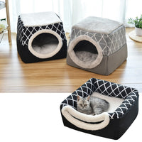 HKM-1479613 Comfortable Semi-Enclosed Pet Bed with Detachable Cushion and Anti-Slip Base