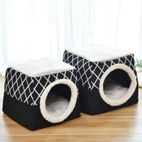 HKM-1479613 Comfortable Semi-Enclosed Pet Bed with Detachable Cushion and Anti-Slip Base