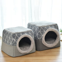 HKM-1479613 Comfortable Semi-Enclosed Pet Bed with Detachable Cushion and Anti-Slip Base