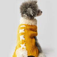 HKM-147987 Cozy Bowknot Sweater for Dogs and Cats in Morandi Yellow and White
