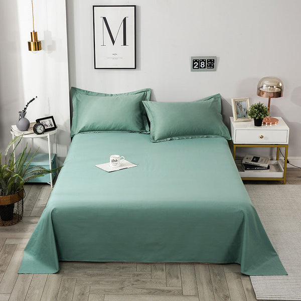 HKM-147987 Solid Color Pure Cotton Bed Sheet for Single Bed - Multiple Sizes Available
