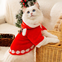 HKM-1480125 Warm Hooded Cape with Christmas Antlers for Pets in Green Elk and Red Sweater Designs