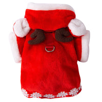 HKM-1480125 Warm Hooded Cape with Christmas Antlers for Pets in Green Elk and Red Sweater Designs