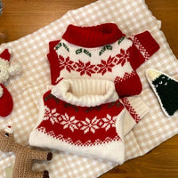 HKM-1480125 Warm Hooded Cape with Christmas Antlers for Pets in Green Elk and Red Sweater Designs