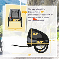 HKM-1481021 Medium Dog Bike Trailer and Pet Stroller with Reflective Safety Features, Black