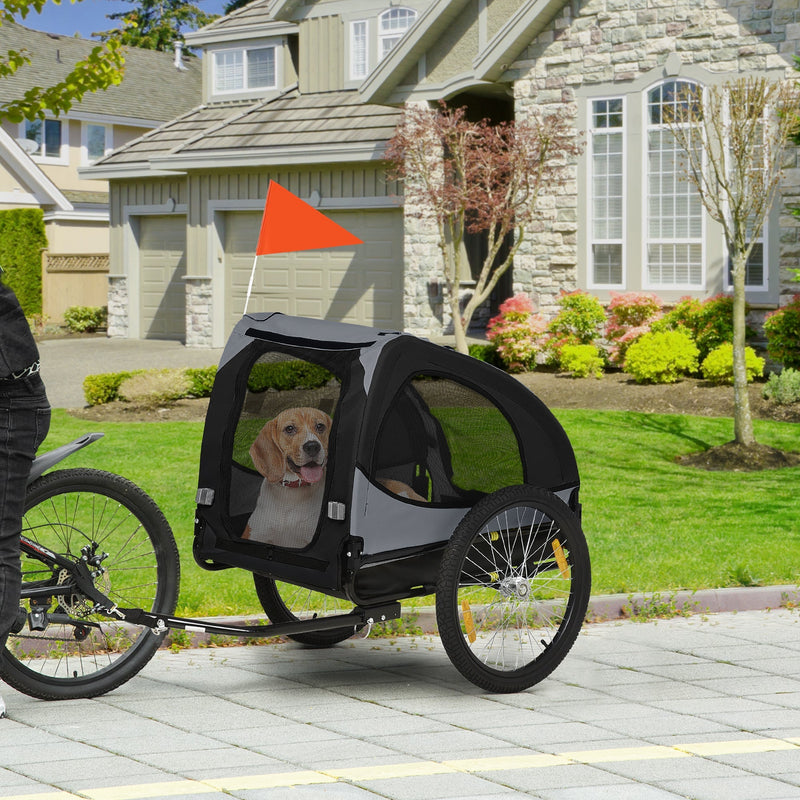 HKM-1481021 Medium Dog Bike Trailer and Pet Stroller with Reflective Safety Features, Black