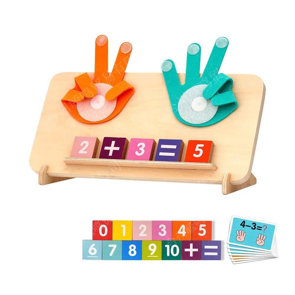 HKM-148115 Montessori Finger Counting Game - Educational Wooden Sensory Toy for Preschool Children