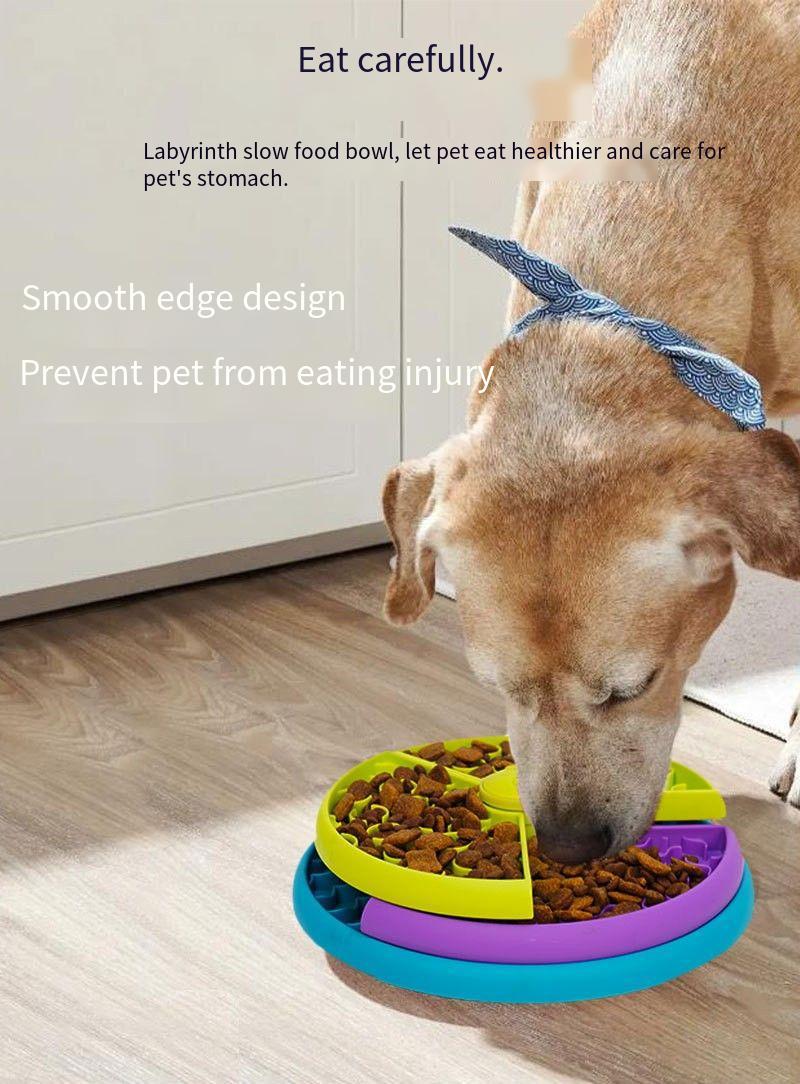HKM-1481533 Interactive 3-Layer Rotating Slow Feeder Bowl for Cats and Dogs - Anti-Choking Puzzle Pet Tableware