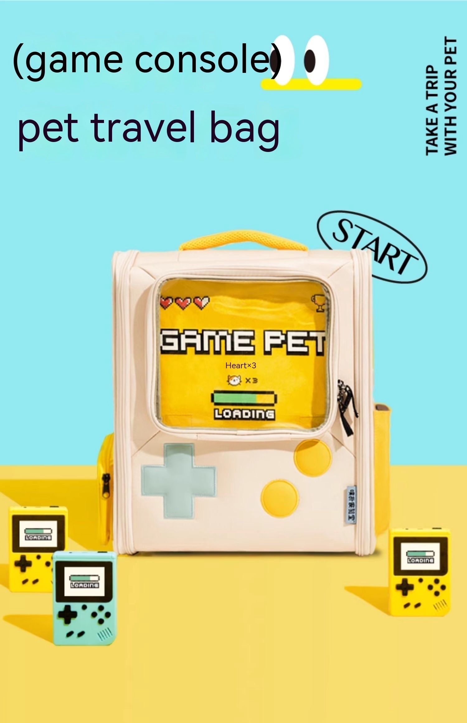 HKM-1481789 Portable Retro-Style Cat and Dog Travel Backpack - Large Capacity Pet Carrier Bag