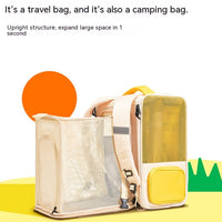 HKM-1481789 Portable Retro-Style Cat and Dog Travel Backpack - Large Capacity Pet Carrier Bag