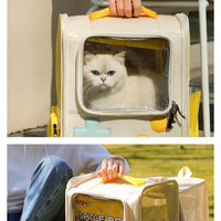 HKM-1481789 Portable Retro-Style Cat and Dog Travel Backpack - Large Capacity Pet Carrier Bag