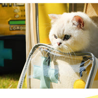 HKM-1481789 Portable Retro-Style Cat and Dog Travel Backpack - Large Capacity Pet Carrier Bag