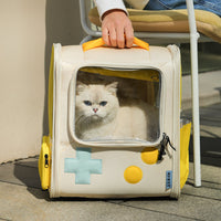 HKM-1481789 Portable Retro-Style Cat and Dog Travel Backpack - Large Capacity Pet Carrier Bag