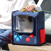 HKM-1481789 Portable Retro-Style Cat and Dog Travel Backpack - Large Capacity Pet Carrier Bag