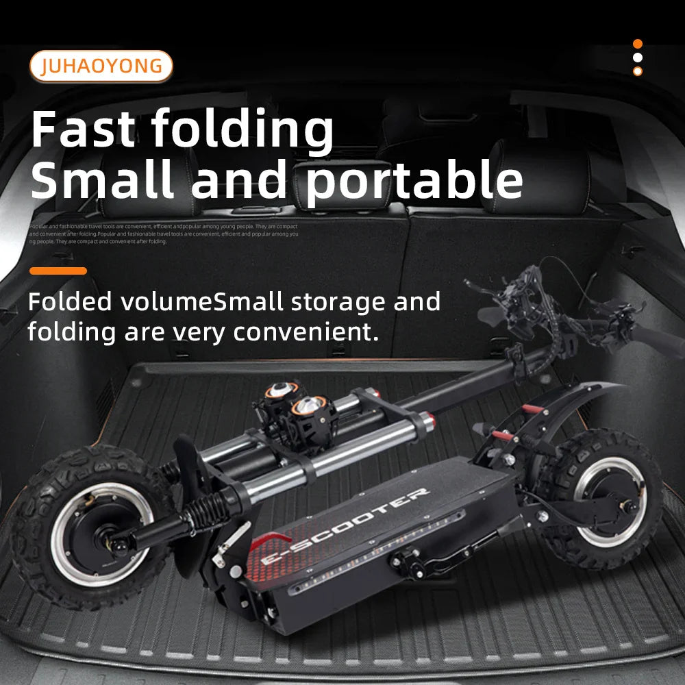 HKM-148179 Electric Folding Scooter with 11 Inch Fat Tires, Dual Motor, 80-85KM/H Max Speed, 90-100KM Range