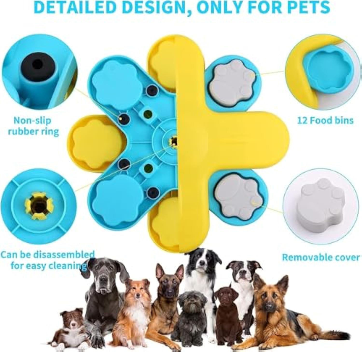 HKM-1482813 Interactive Dog Puzzle Feeder with Adjustable Slow Feeding Mechanism for IQ Training and Enrichment