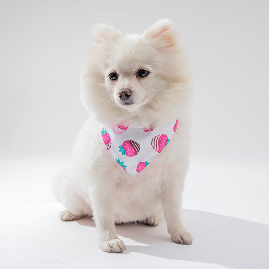HKM-1482941 Multicolored Floral & Fruit Pattern Dog Drool Towels - Polyester Material, S-L Sizes Available