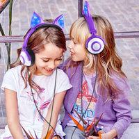 HKM-148307 LED Cat Ear Headphones with Flashing Lights for MP3, Tablet, and 3.5mm Devices