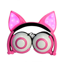 HKM-148307 LED Cat Ear Headphones with Flashing Lights for MP3, Tablet, and 3.5mm Devices