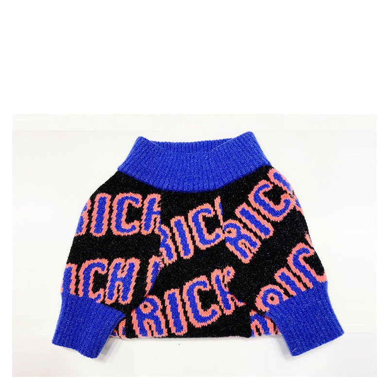 HKM-1483325 Winter Warm Sweater for Dogs - Suitable for Pug, Teddy, Bichon, Schnauzer, Shiba Inu and More - Blue and Red