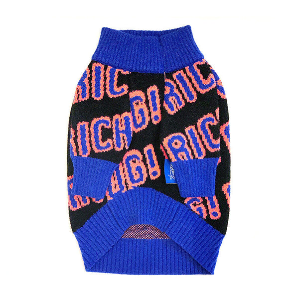 HKM-1483325 Winter Warm Sweater for Dogs - Suitable for Pug, Teddy, Bichon, Schnauzer, Shiba Inu and More - Blue and Red