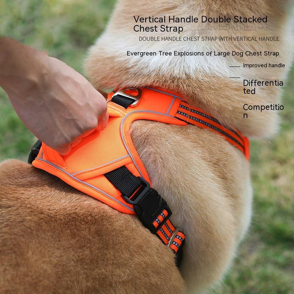 HKM-1483709 Vertical Handle Dog Traction Vest - Durable Oxford Cloth Pet Chest Strap, Multiple Colors & Sizes for All Seasons