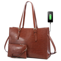HKM-148371 Customizable PU Leather Laptop Tote Bag for Women - Large Capacity Office Handbag