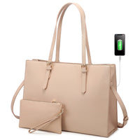 HKM-148371 Customizable PU Leather Laptop Tote Bag for Women - Large Capacity Office Handbag
