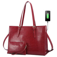 HKM-148371 Customizable PU Leather Laptop Tote Bag for Women - Large Capacity Office Handbag