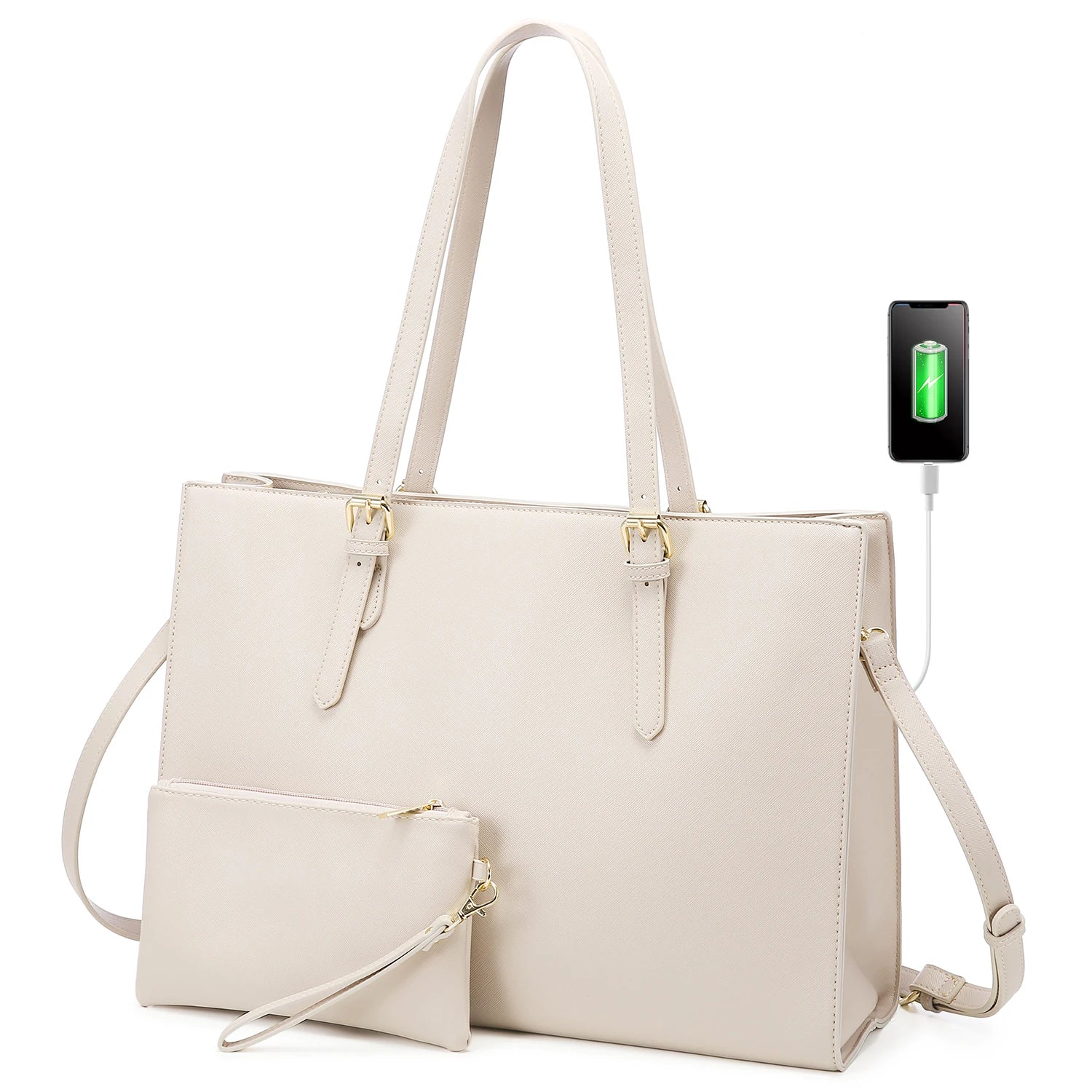 HKM-148371 Customizable PU Leather Laptop Tote Bag for Women - Large Capacity Office Handbag