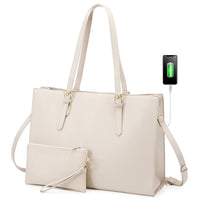 HKM-148371 Customizable PU Leather Laptop Tote Bag for Women - Large Capacity Office Handbag