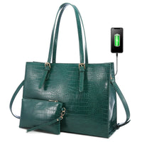 HKM-148371 Customizable PU Leather Laptop Tote Bag for Women - Large Capacity Office Handbag