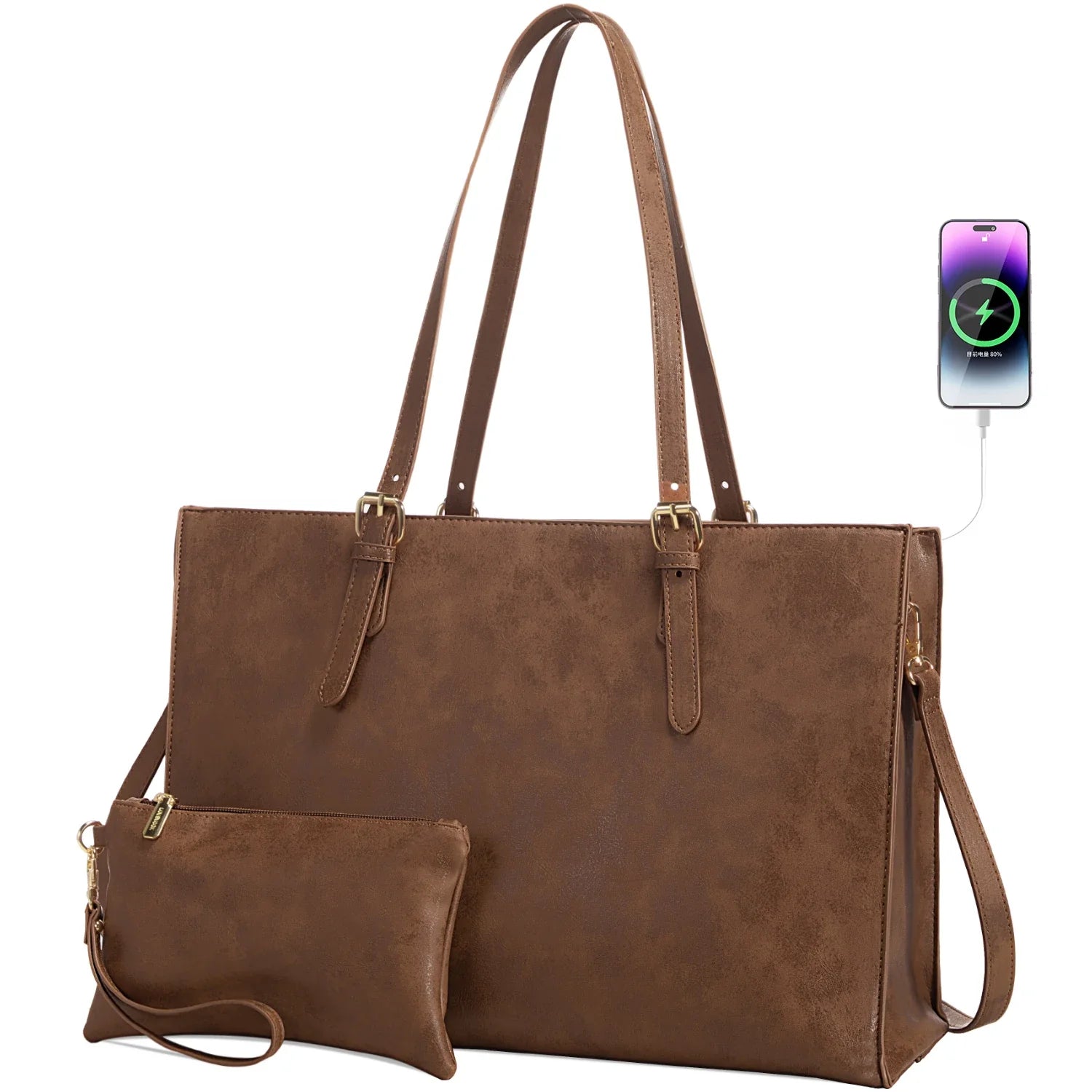 HKM-148371 Customizable PU Leather Laptop Tote Bag for Women - Large Capacity Office Handbag