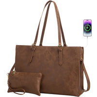 HKM-148371 Customizable PU Leather Laptop Tote Bag for Women - Large Capacity Office Handbag