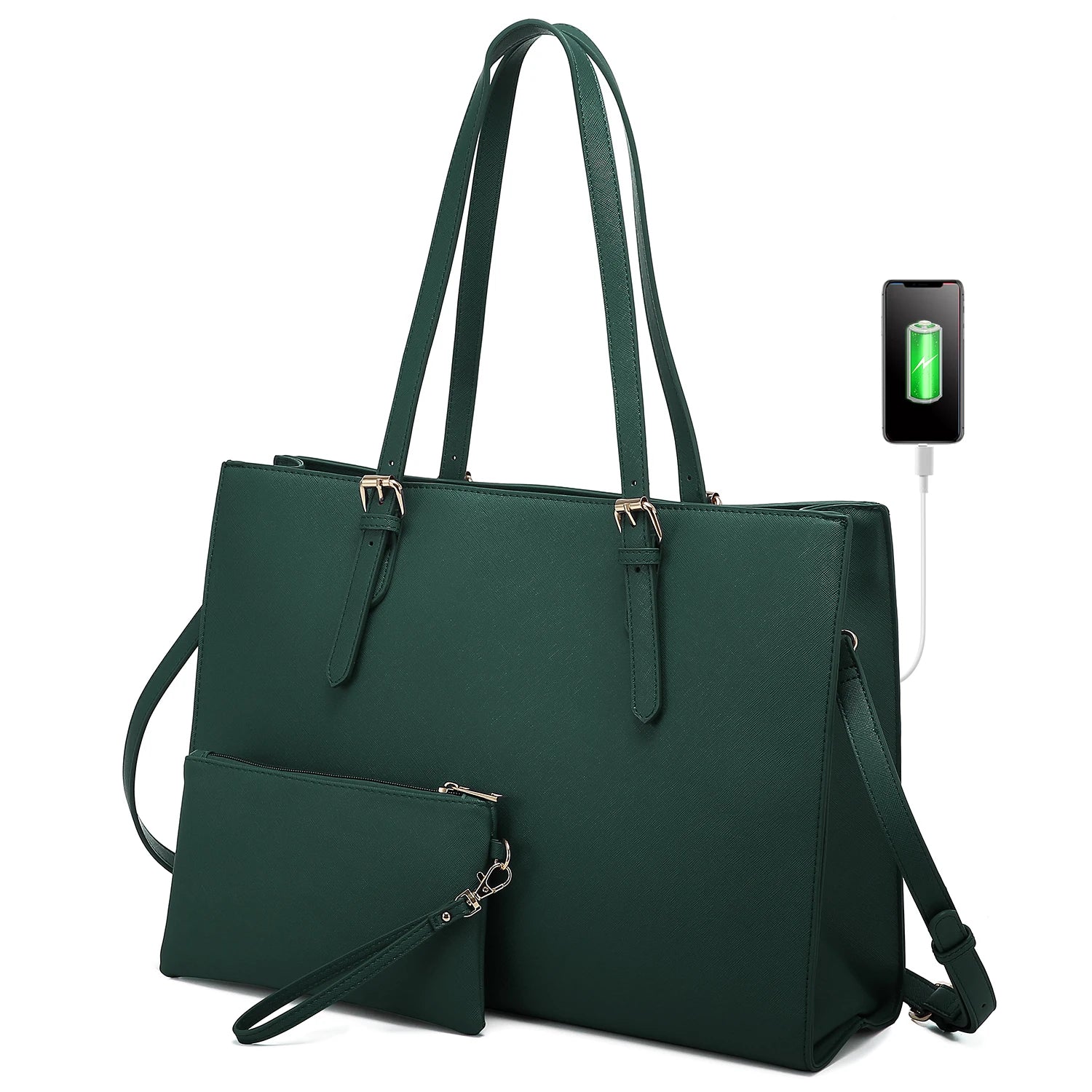 HKM-148371 Customizable PU Leather Laptop Tote Bag for Women - Large Capacity Office Handbag