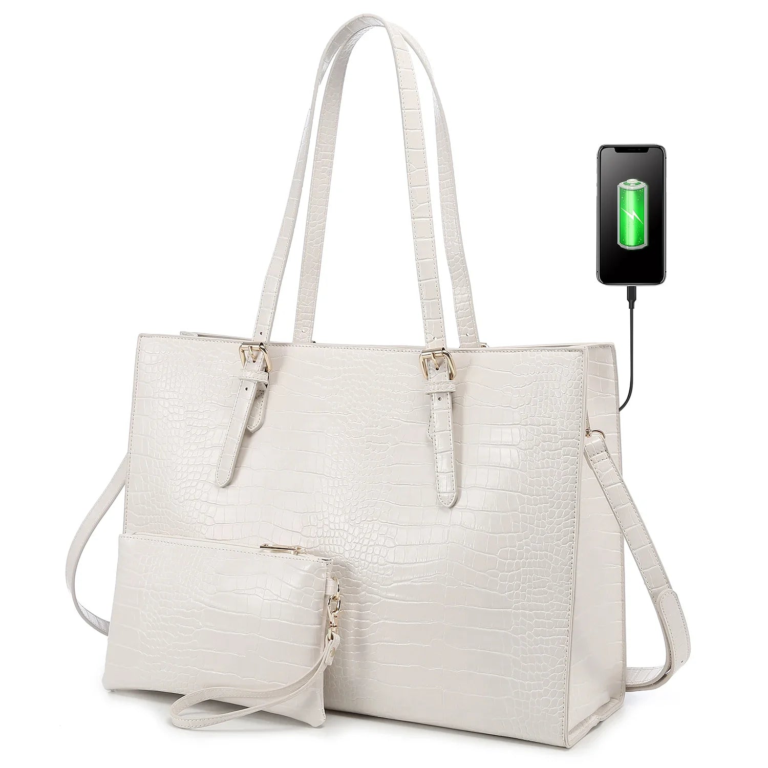 HKM-148371 Customizable PU Leather Laptop Tote Bag for Women - Large Capacity Office Handbag