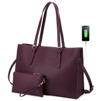 HKM-148371 Customizable PU Leather Laptop Tote Bag for Women - Large Capacity Office Handbag
