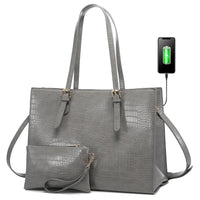 HKM-148371 Customizable PU Leather Laptop Tote Bag for Women - Large Capacity Office Handbag