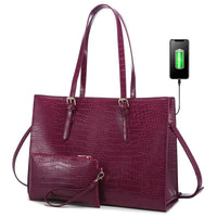 HKM-148371 Customizable PU Leather Laptop Tote Bag for Women - Large Capacity Office Handbag